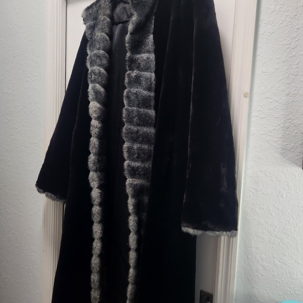 Vintage Faux Fur Hooded Trench Coat